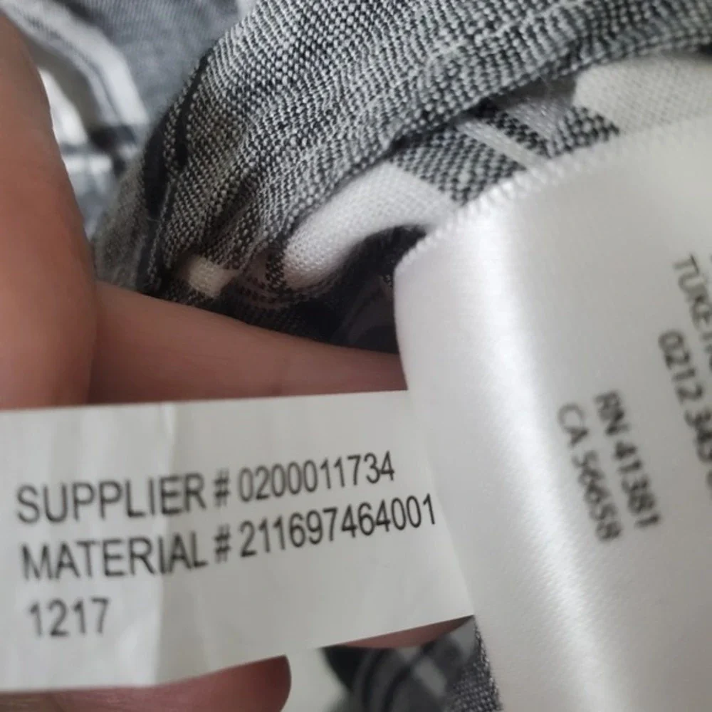 Ralph Lauren Black White Plaid Slub Linen Shirt Button Down Long Sleeve Youth Lg